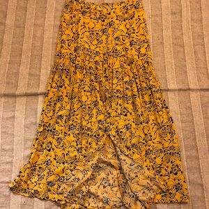 Yellow floral maxi skirt